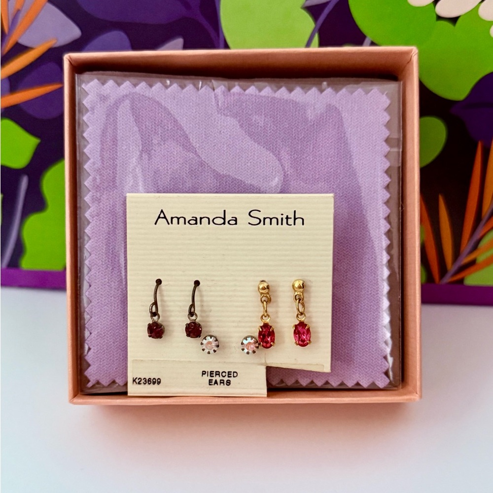 Amanda Smith Gemstone Earrings, Set of 3 NWT